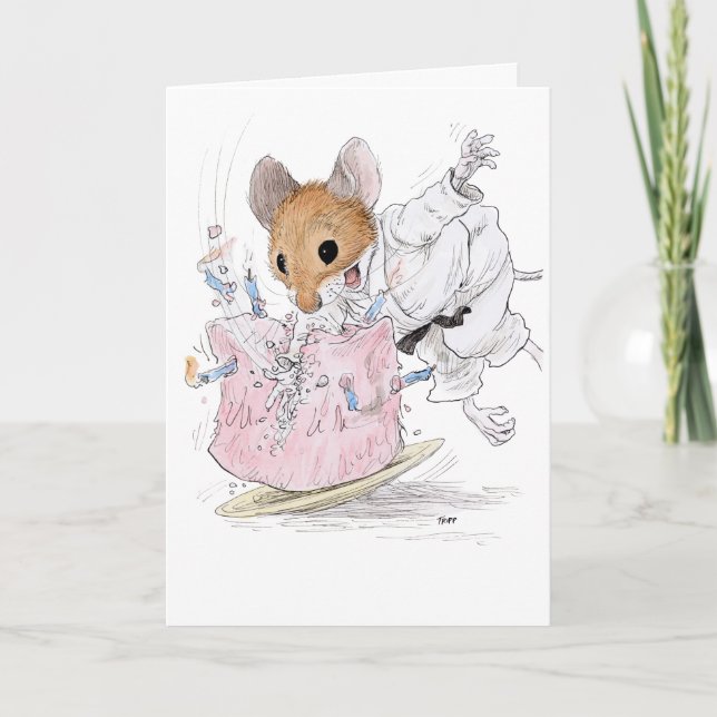 Karate Mouse Birthday Card (Front)