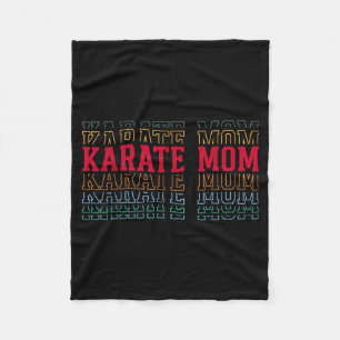Karate Mum Funny Layered Text Mother Mama Coach Fleece Blanket