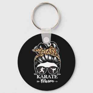 Karate Mum Messy Bun Hair Funny Karate Fighter Mum Key Ring