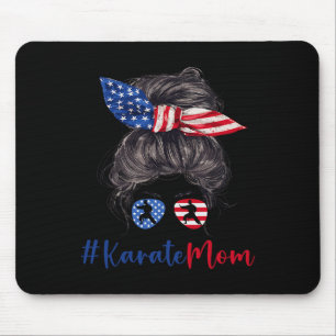 Karate Mum Usa American Flag Mothers Day Gift 4th Mouse Pad