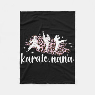 Karate Nana Leopard Karate Nana Grandma  Fleece Blanket