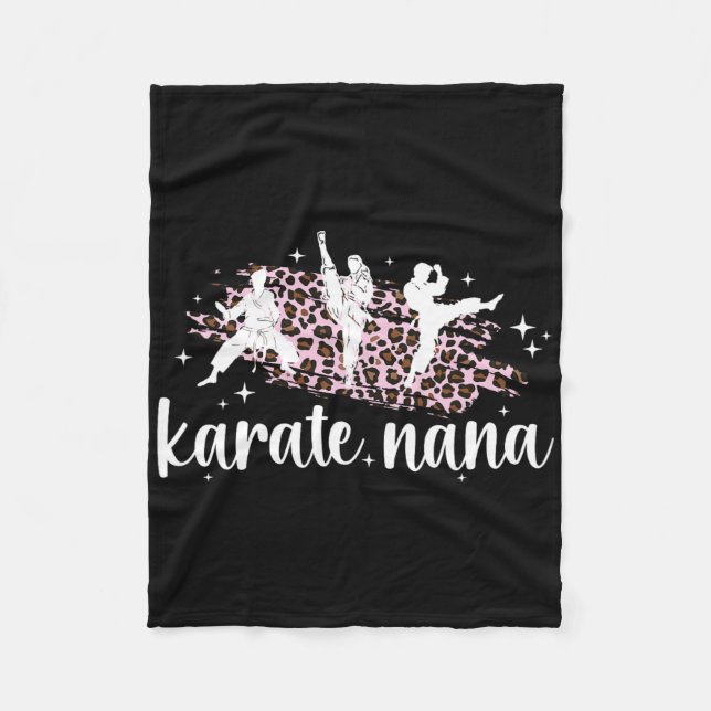 Karate Nana Leopard Karate Nana Grandma  Fleece Blanket (Front)