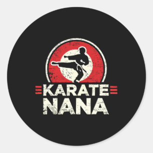 Karate Nana Retro Kick Silhouette  Classic Round Sticker
