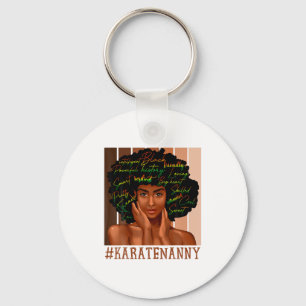 Karate Nanny African Women Messy Bun Black History Key Ring