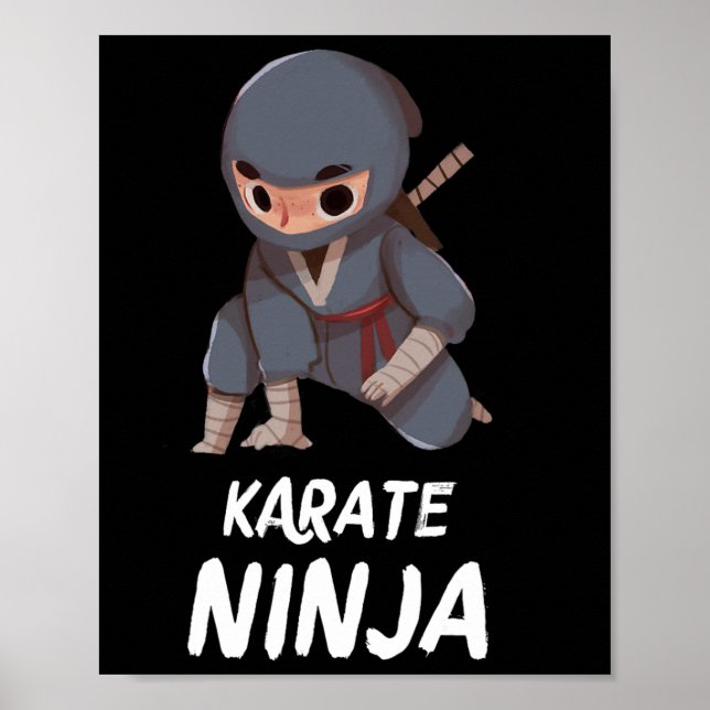 Karate Ninja Boy Funny Martial Arts Sports  Poster (Front)