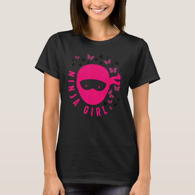Karate Ninja Girl Butterfly Fighter Karate Player  T-Shirt (Front)