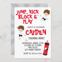 Karate Ninja Red and Black Birthday Invitation
