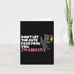 Karate Ninja Unicorn Cute Face Beast Taekwondo Wom Card