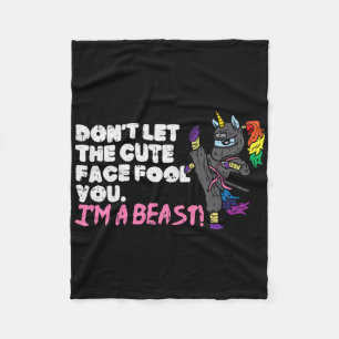 Karate Ninja Unicorn Cute Face Beast Taekwondo Wom Fleece Blanket