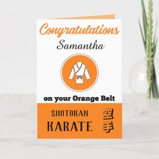 Karate Orange Belt Promotion Congratulations Card