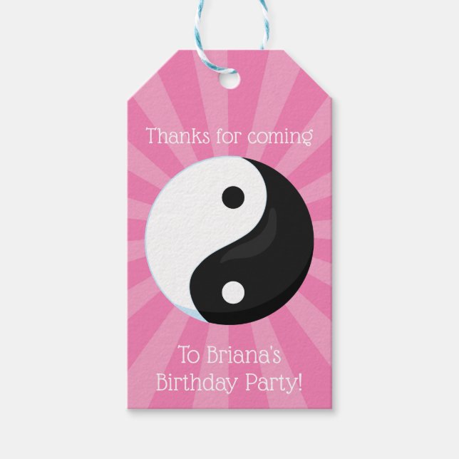 Karate Party Favour Pink Gift Tags (Front)