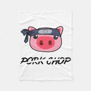 Karate Pig Pork Chop Funny Gift Fleece Blanket
