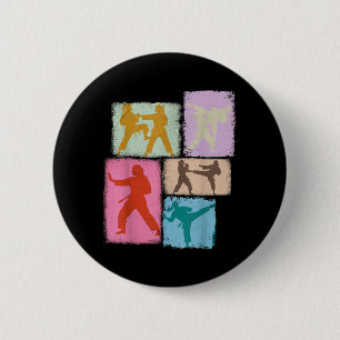 Karate Practitioner Collage Women Kids Sensei 6 Cm Round Badge