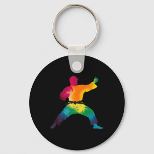 Karate Practitioner Colourful Tie-dye Martial Arts Key Ring