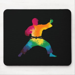 Karate Practitioner Colourful Tie-dye Martial Arts Mouse Pad