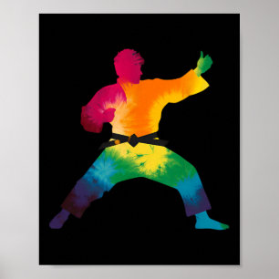 Karate Practitioner Colourful Tie-dye Martial Arts Poster