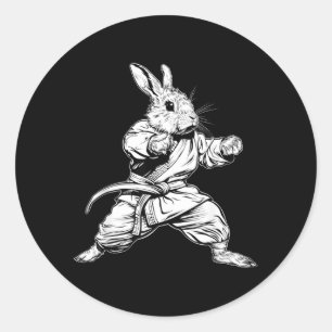 Karate Rabbit Jiu-Jitsu MMA Taekwondo Martail Arts Classic Round Sticker