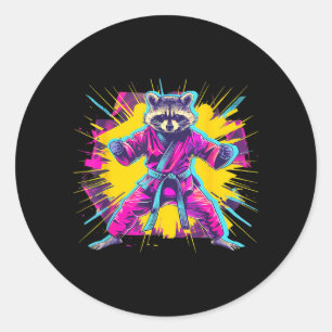 Karate Racoon Animal Mma Taekwondo Martial Arts Classic Round Sticker