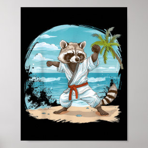 Karate Racoon Animal Mma Taekwondo Martial Arts Poster