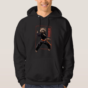 Karate Racoon in Action Pose Hoodie
