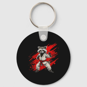 Karate Racoon Motif Taekwondo Jiu-Jitsu Mma Key Ring