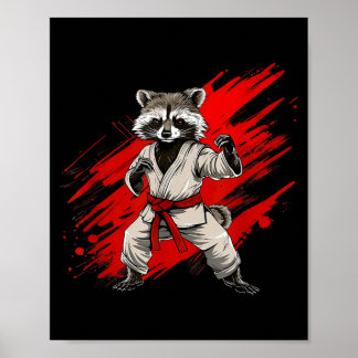 Karate Racoon Motif Taekwondo Jiu-Jitsu Mma Poster