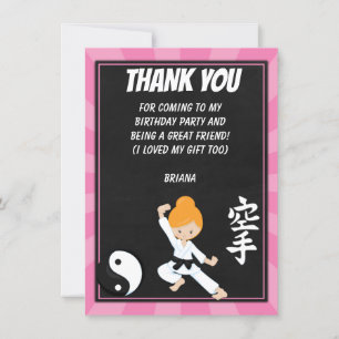 Karate Red Hair Girl Birthday Party Thank You Invi Invitation