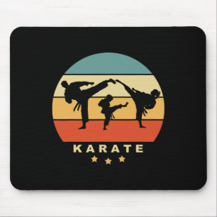 Karate Retro Sun Design Man Woman And Child Do Kar Mouse Pad