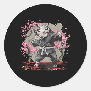 Karate Rhino Animal Mma Taekwondo Martial Arts Classic Round Sticker