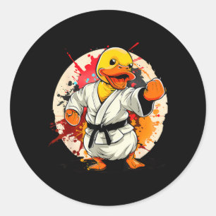 Karate Rubber Duck Motif Taekwondo Jiu-Jitsu MMA Classic Round Sticker