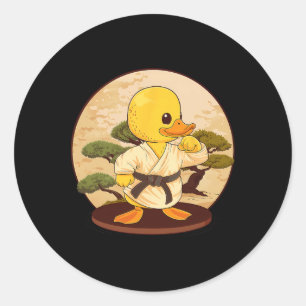 Karate Rubber Duck Motif Taekwondo Jiu-jitsu Mma K Classic Round Sticker