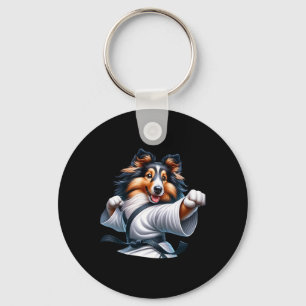 Karate Shetland Sheepdog Funny Humour Animal Lover Key Ring