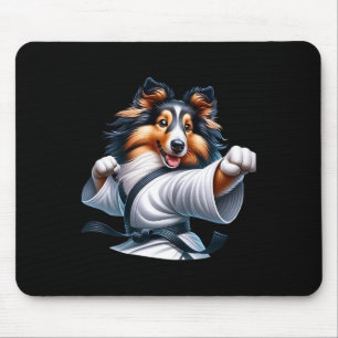 Karate Shetland Sheepdog Funny Humour Animal Lover Mouse Pad