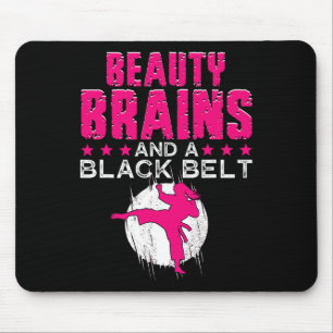 Karate Shirt Beauty Brains And Black Belt Funny Mouse Pad