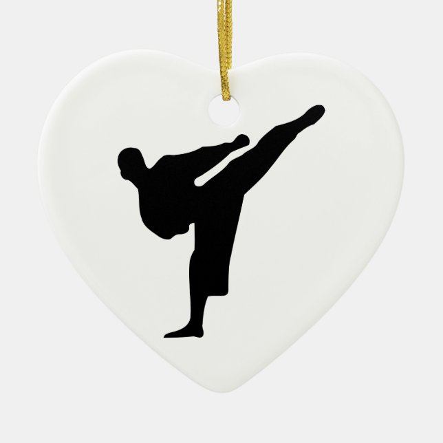 Karate Silhouette Ceramic Tree Decoration (Front)