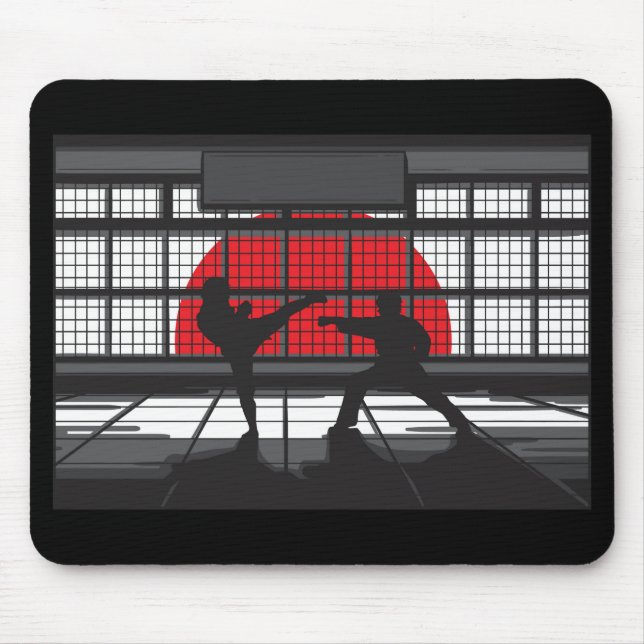 Karate Silhouette in DoJo Mouse Pad (Front)