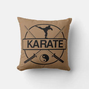 Karate Silhouette with Yin and Yang Cushion