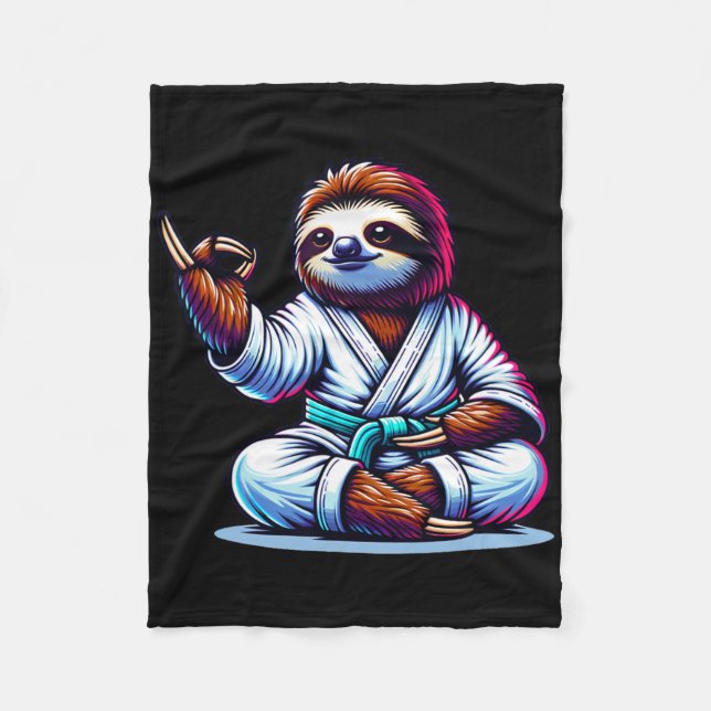 Karate Sloth Embracing Calm Serenity  Fleece Blanket (Front)
