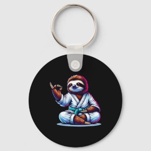 Karate Sloth Embracing Calm Serenity Key Ring