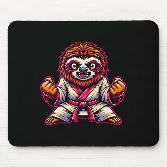 Karate Sloth In Fighting Position  Mouse Pad (Front)