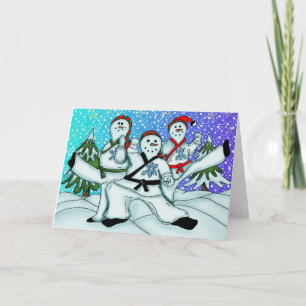 Karate Snowmen Greeting Card