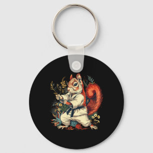 Karate Squirrel Floral Kickboxing Taekwondo Key Ring