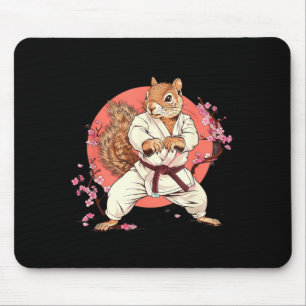 Karate Squirrel Sakura Kickboxing Martial Arts Mouse Pad