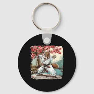 Karate Squirrel Sakura Tree Jiu-Jitsu Taekwondo Key Ring
