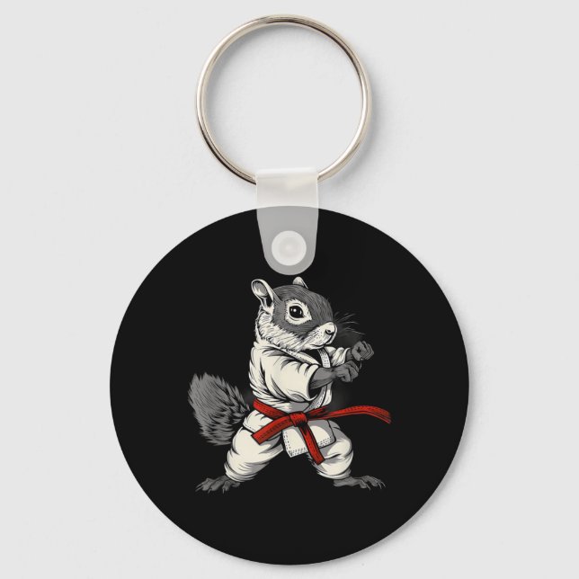 Karate Squirrel Taekwondo MMA Kickboxing Squirrel Key Ring (Front)
