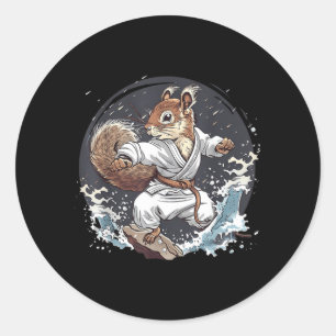 Karate Squirrel Waves Kickboxing Taekwondo Martial Classic Round Sticker