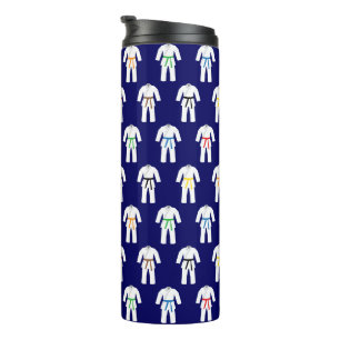 Karate Suits Pattern on Navy Blue Thermal Tumbler