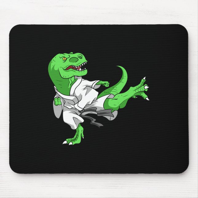 Karate T-rex Dino Student Dinosaur Teacher Karatek Mouse Pad (Front)
