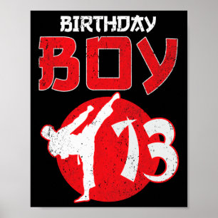 Karate Taekwondo 13 Years Old Birthday Martial Art Poster
