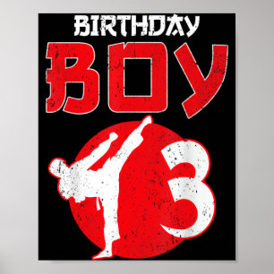 Karate Taekwondo 3 Years Old Birthday Martial Arts Poster